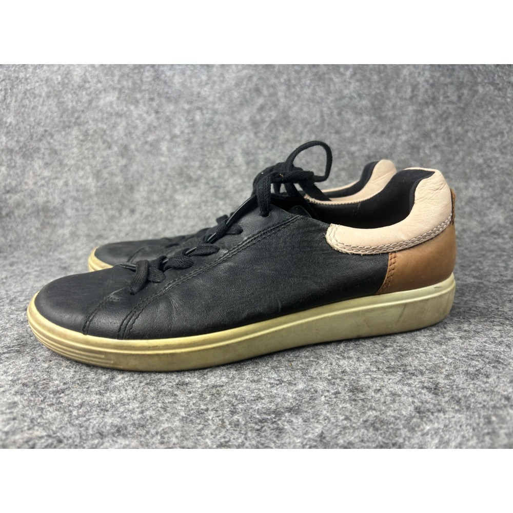 Ecco Soft 7 Sneakers Womens 38 Black Tan Leather Low Top Lace Up Shoes